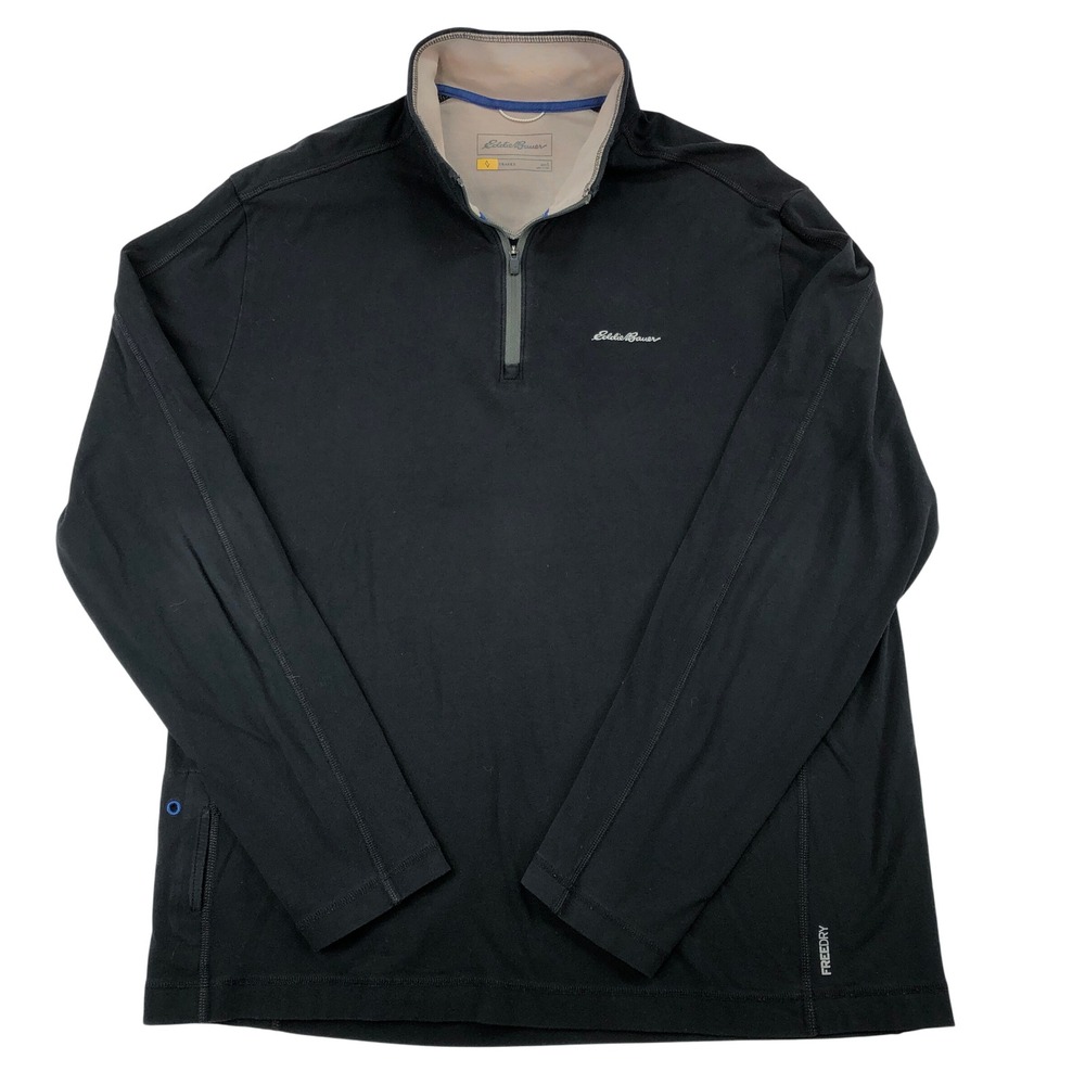 Eddie Bauer Travex 1/4 Zip Pullover FREEDRY Long Sleeve Black Mens‎ Large Active